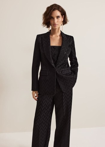 Phase Eight Adalynn Fitted Jacquard Coats Black Australia | JM5714326